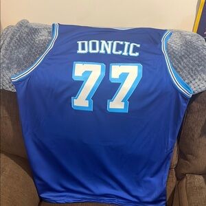 🔥🔥SALE🔥🔥Replica Los Angeles Doncic Blue Basketball Jersey with White Accents